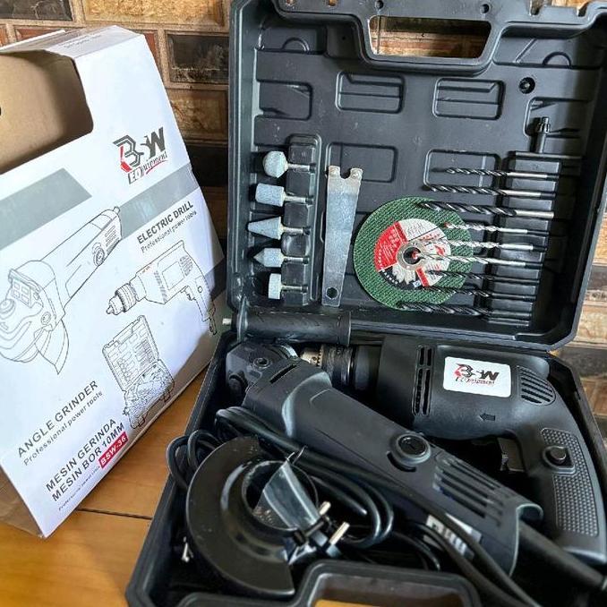 Terlaris B-W Tools Paket Lengkap Gerinda Dan Bor Elektrik Dengan Aksesori Komplit Mesin Gergaji Dan 