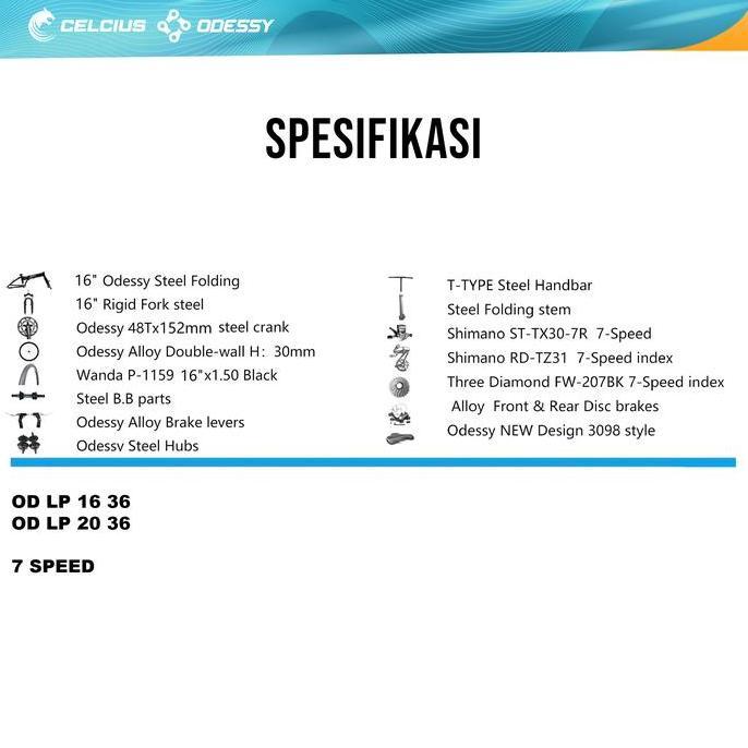 Terlaris Sepeda Lipat Odessy 20" Od Lp 20 36 - 7 Speed