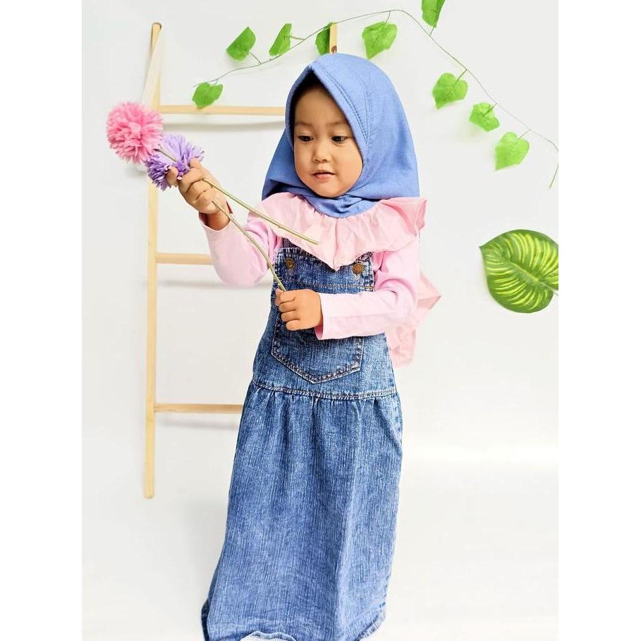 Overall Rok Jeans Panjang Anak 1-4 Tahun | Khadijah Overall Rok Jeans | Gamis Anak Overall Jeans Per