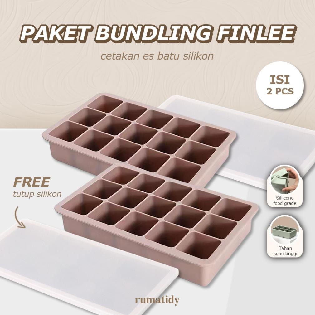 BUNDLING FINLEE Cetakan Es Batu Sillicone Wadah MPASI/Kaldu/Es Batu BPA FREE Tutup Silicone