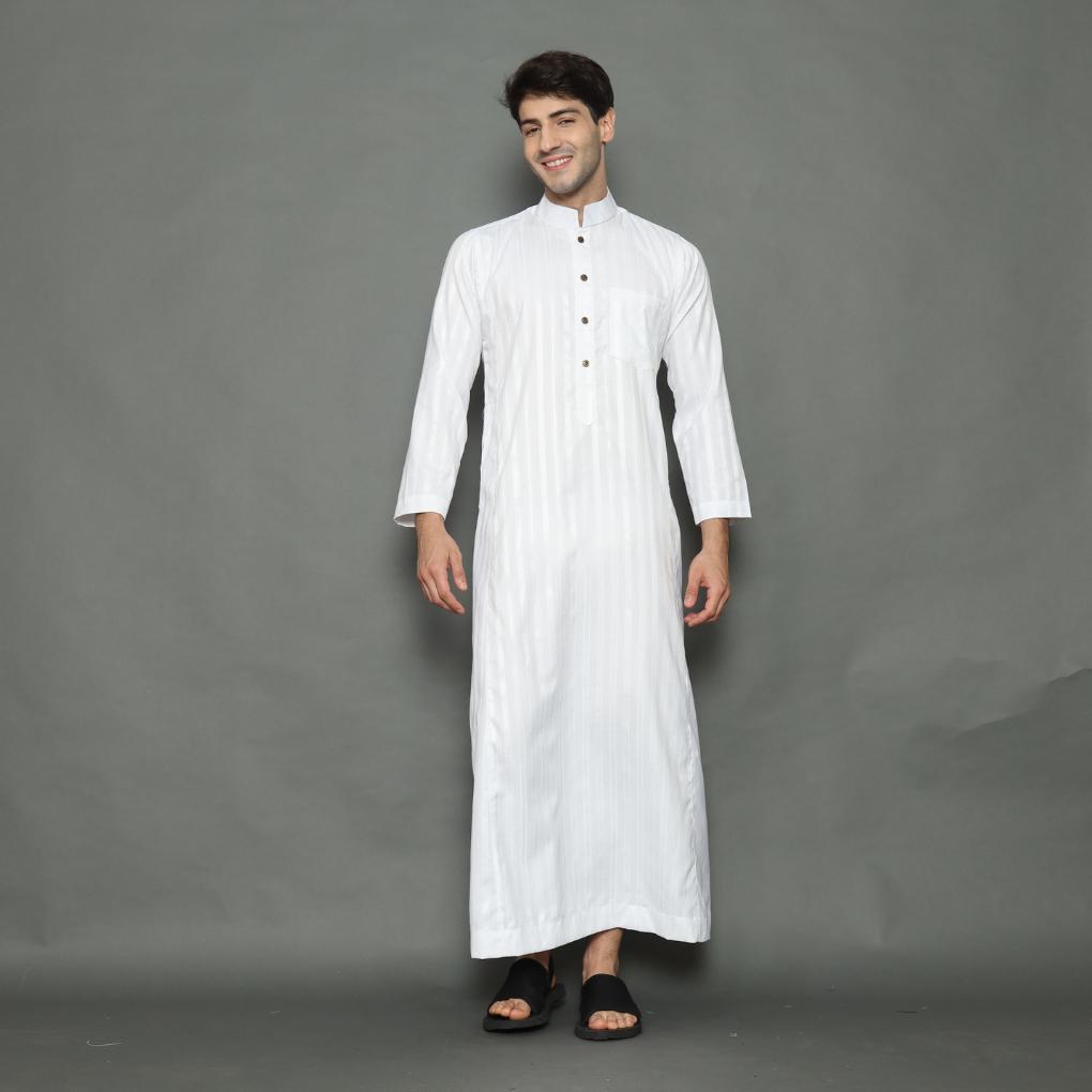 Rev Jubah Pria Gamis Muslim Thobe Motif Salur
