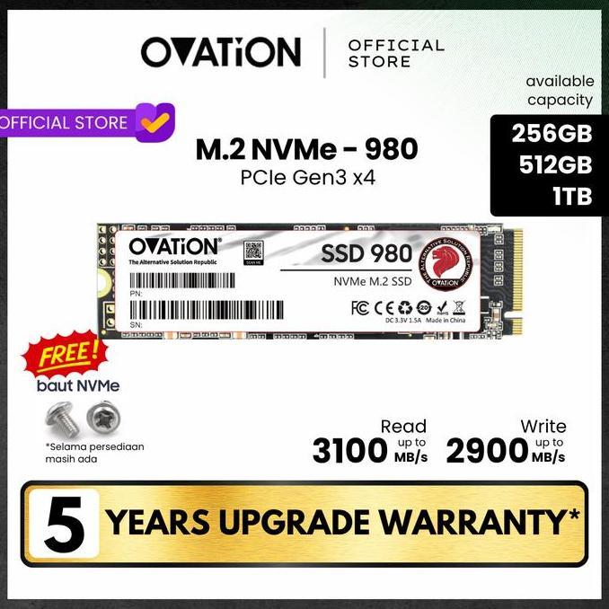 WARUNGLEKYANTO - OVATION SSD M2 NVME 98 256GB / 512GB / 1TB M.2 PCIE GEN 3. X4 NVME 228 OVATION SSD 