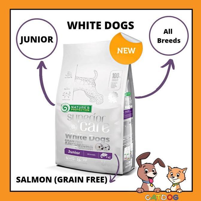 TERMURAH - Nature's Protection Dog Superior Care White Dogs Junior Salmon 1.5kg