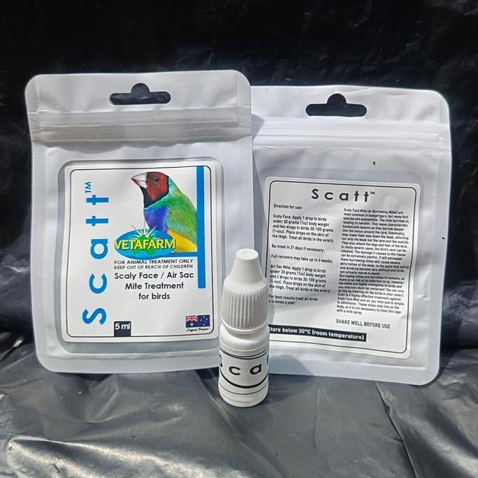 TERBARU VETAFARM SCATT 5 ml OBAT KUTU TETES IMPORT BURUNG MERPATI KICAU MACAU BISA GOSEND