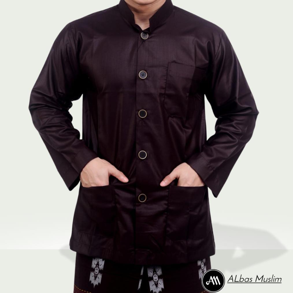 BEST SELLER Baju Koko Pria Lengan Panjang Haibah Polos Jumbo Saku Depan Matt Toyobo Warna Putih Tula