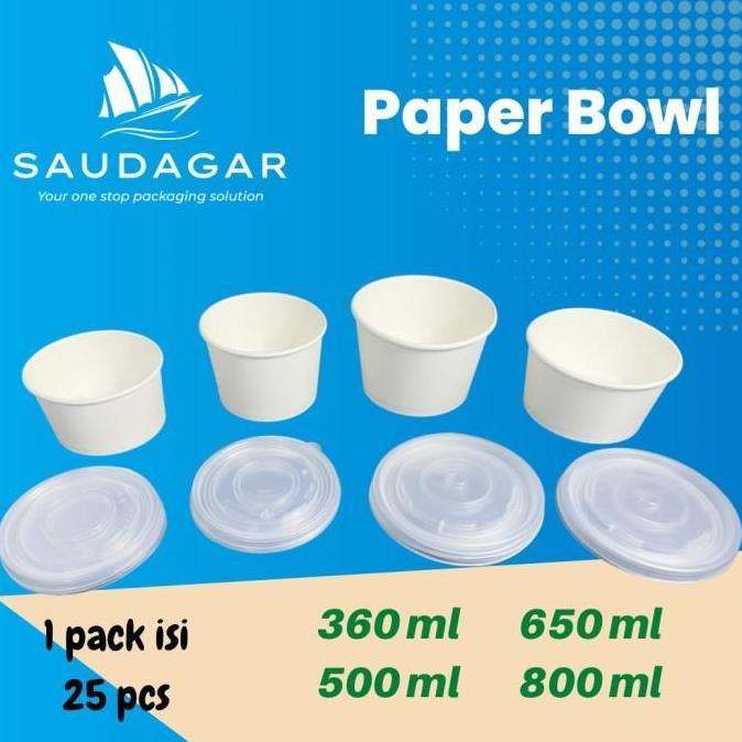 Paper Rice Bowl 800 ml / Mangkok Kertas Dengan Tutup