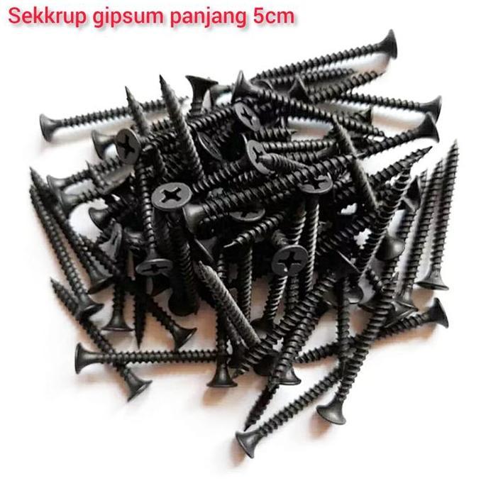 400pcs skrup gypsum PANJANG 5cm sekrup gipsum 6x2" sekrup hitam 6 x2" panjang 5 cm isi 400pcs Baut S