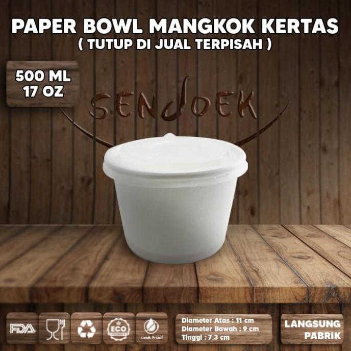 PAPER BOWL + TUTUP ALL SIZE | PAPER RICE BOWL | MANGKUK KERTAS PUTIH