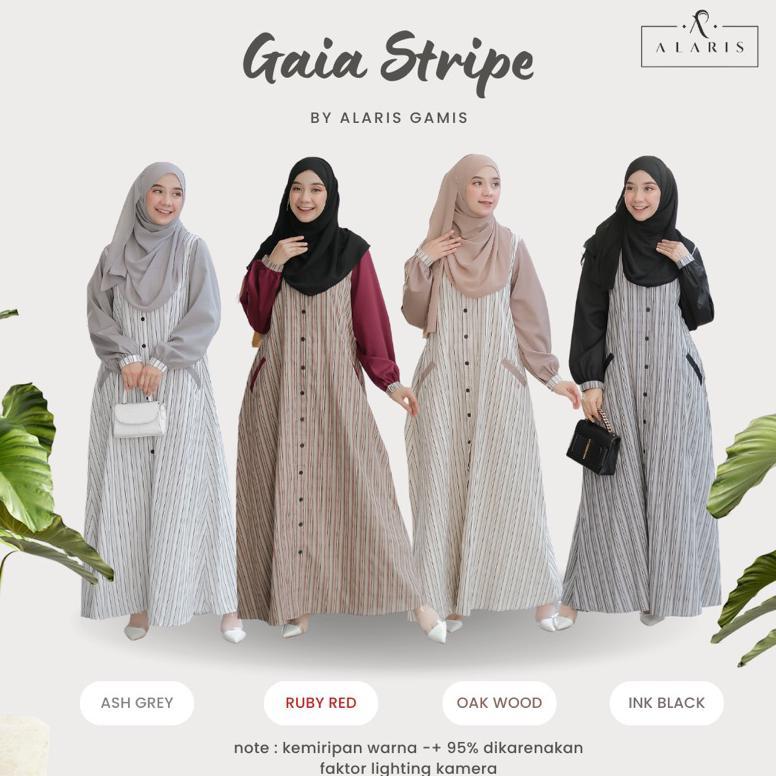 Garansi Gaia Stripe / Gamis Katun Salur / Gamis Garis Garis / Gamis Casual / Casual Dress / Gamis Mo