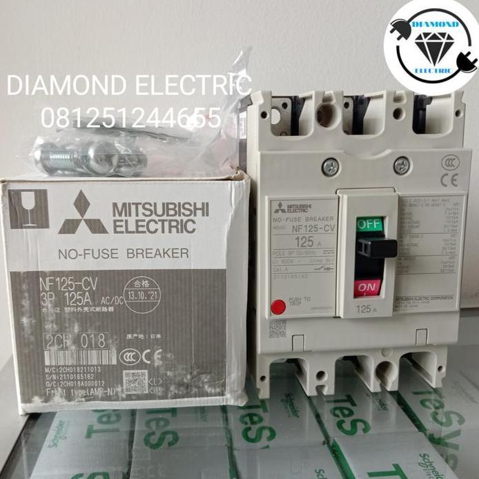 Ready Mitsubishi MCCB Breaker NF125-CV 3P 80A 100A 125A / NF125 CV