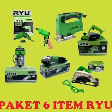 BEST SELLER PROMO SALE RYU PAKET 6 ITEM POWER TOOLS MESIN BOR+MESIN SERUT KAYU+MESIN ROUTER/PROFIL+M