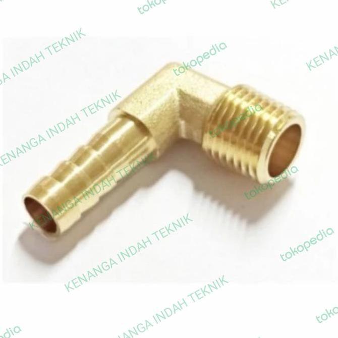 Nepel Selang L Drat Luar 1/4" x 5/16" Nepel Selang Kuningan / Brass