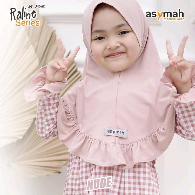 LIMITED EDITION  Gamis Anak Kotak-Kotak Bahan Katun Raline Series Warna Nude By Asymah Termurah