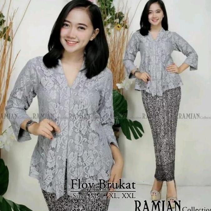 DN37 >> SETELAN KEBAYA FLOY BROKAT / KUTU BARU ENCIM BUSUI KEBAYA KARTINI NATALAN SERAGAMAN / KEBAYA
