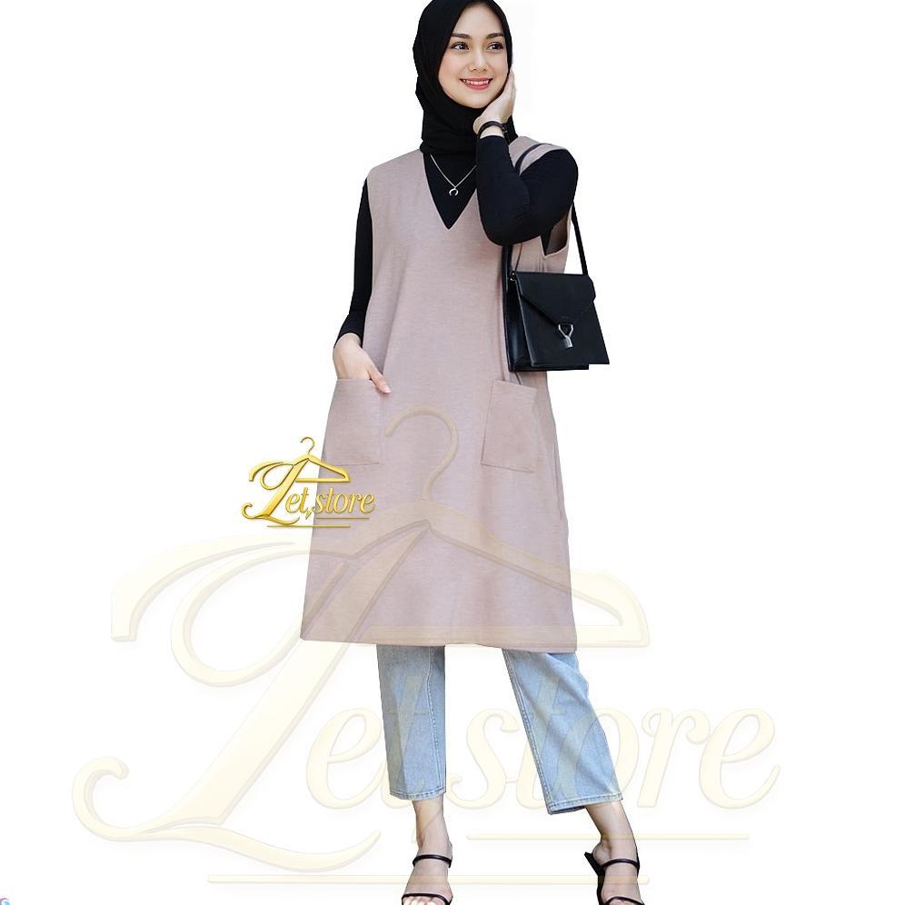 100% AMAN Tunic Polosan Wanita Muslimah Kekinian / Long Tunic Jumbo 2026