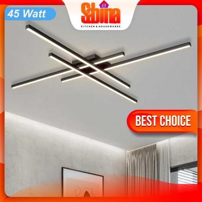 LEZARA Lampu Plafon LED Hias Chandelier Dimmable 4 Strip 3 Color Remote