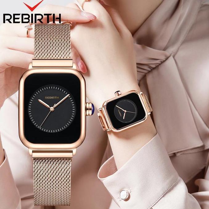 DS145 - REBIRTH Jam Tangan Wanita Mode Bisnis Display Kuarsa Jam Wanita Tali Jala Anti Air Jam Tanga