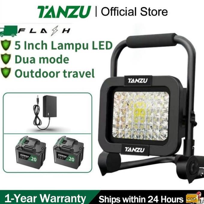 ROKAROKEON TANZU Lampu LED 5 Inci Flashlight Cordless 50W 48 LED 1500 Lumens Portabel IP65 untuk Cam