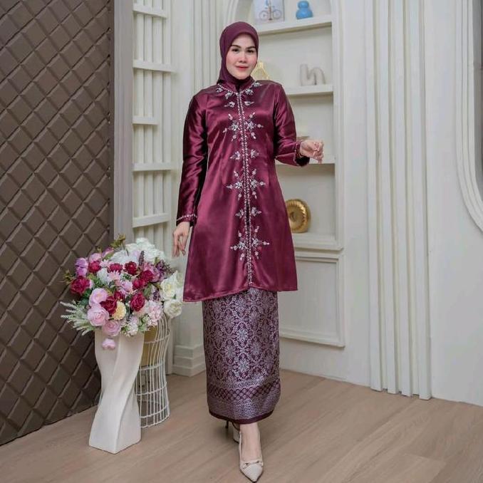 DI64 - Free Hijab Stelan Dan Atasan Kebaya Payet Qamara Malaysia Baju Kurung Melayu Baju Kondangan P