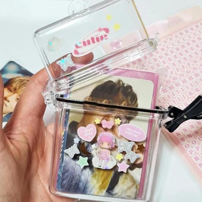 GEGEZY Kotak Photocard Holder Penyimpanan Asesoris Kedap Air Kotak Penyimpanan Kunci Uang Bahan Plas