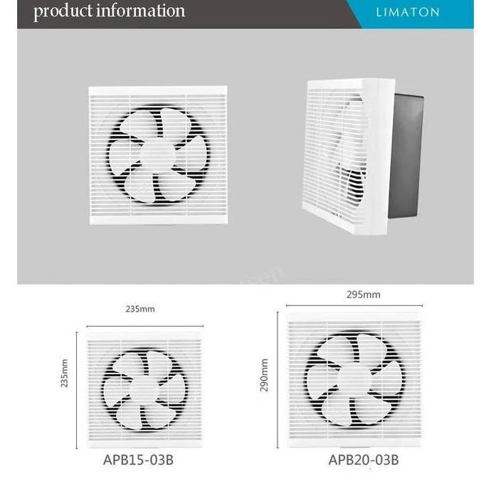 ROKAROKEON Exhaust Fan Dinding Kipas Angin Hexos 6inch Dan 8inch Pembuangan Hexos 23.5x20cm (6inch) 