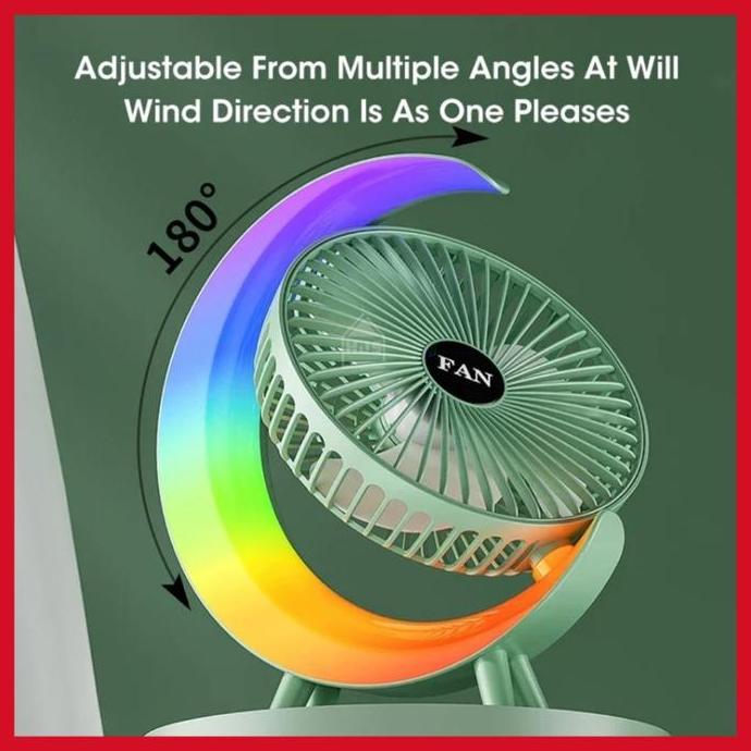 TOKOKU [HJS] Kipas Angin Desktop Fan / Colorful Fan / Kipas Meja Lampu Led Portable Multifungsi 2 in