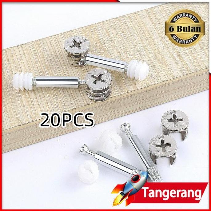 VEZALA Minifix Baut Knock Down Skrup + Casing / Ambalan Kayu / Sambungan Kayu Socket Furniture