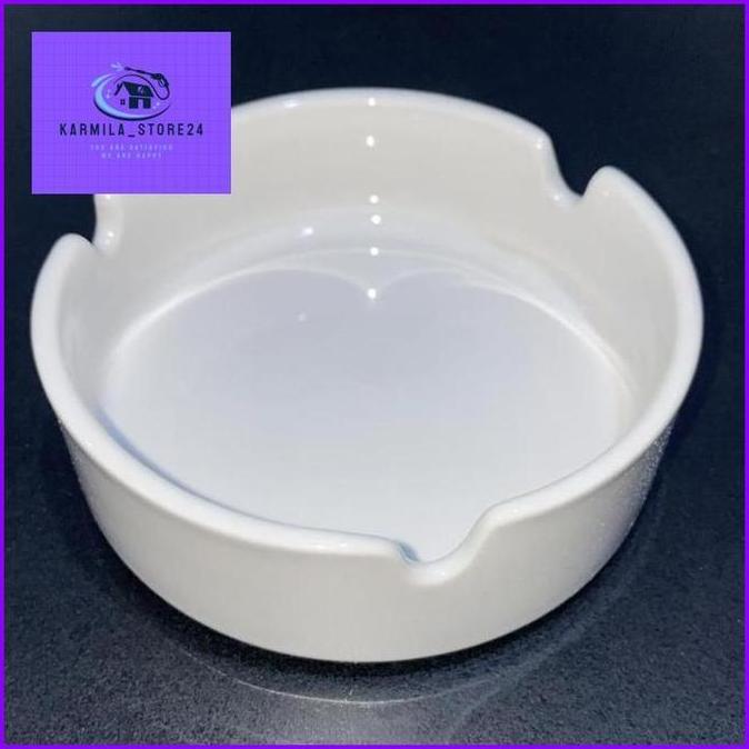 Asbak Keramik Putih Polos Glossy 1 pcs