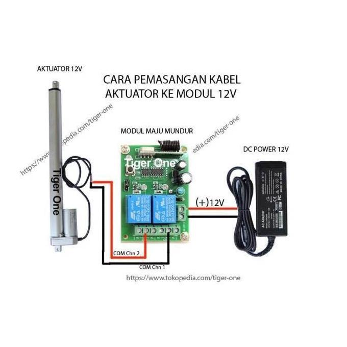 Kumau Aktuator, Actuator 12V Linear Aktuator, Linear Actuator 30Cm 200N