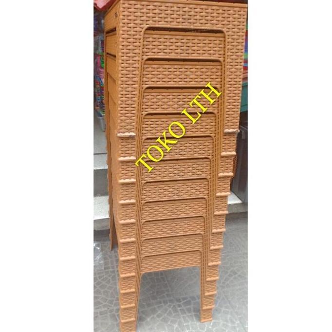 MEJA PLASTIK PERSEGI PANJANG MOTIF ROTAN ANYAMAN NAPOLLY / MEJA TERAS