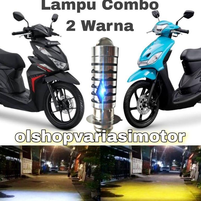 Terbaru Lampu Led Depan Motor H6 2 Warna Putih Kuning Ac Dc - Vario, Beat, Mio, Xeon