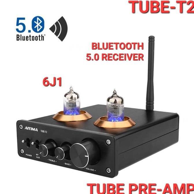 Aiyima Tube-T2 6J1 Tube Preamp & Bt 5.0 Receiver W Bass Treble Baru