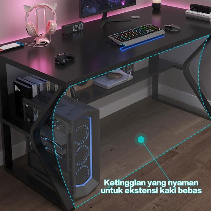 Etife Meja Komputer / Meja Gaming / meja komputer serat karbon/ Meja Komputer 140cm / Meja Komputer 