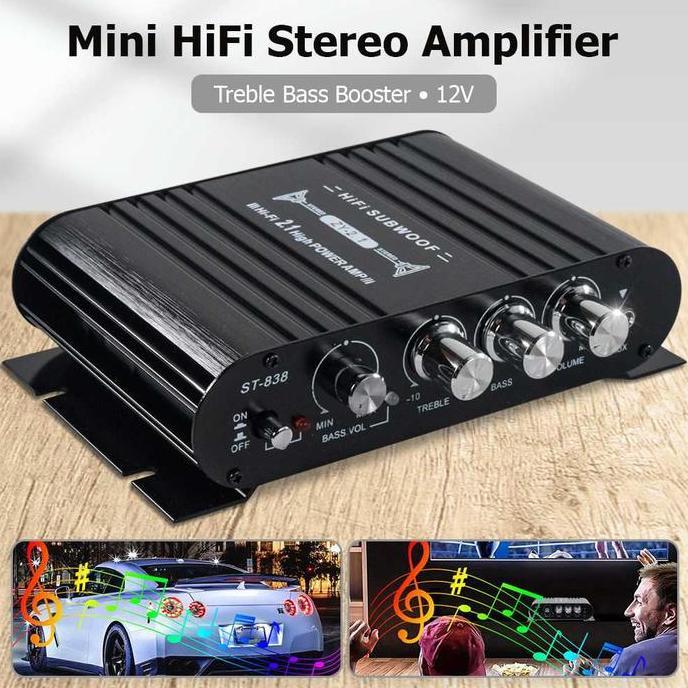 Lvpin Mini Hifi Stereo Amplifier Treble Bass Booster 12V 200W - Lp-838 Harga Khusus