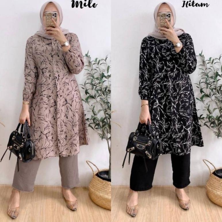 Berkualitas Laveta Set Tunik Kantor Premium Set Tunik Wanita Muslimah Kain Rayon Diamond Mix Crinkle