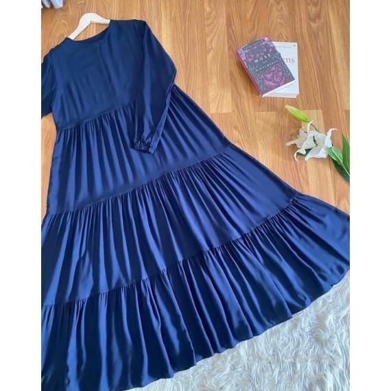 Cuci Gudang  Gamis Hitam Putih Polos Wanita Remaja Kekinian Gamis Dewasa Jumbo All Size Bahan Katun 