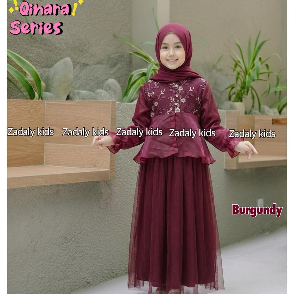 Berkualitas Qinara Series,Set Gamis Anak + Outer,Gaun Anak Lebaran Murah,Fashion Anak Muslimah,Gamis