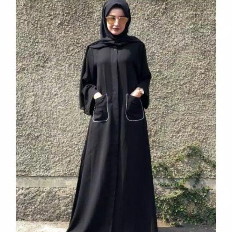Termurah  Gamis Terbaru Abaya Hitam Jetblack Athifah Busui Turkey Polos Simple Dress Muslim Wanita Y