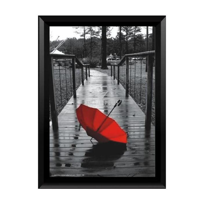 Poster A4 Payung Merah dan Jembatan Hitam + Bingkai