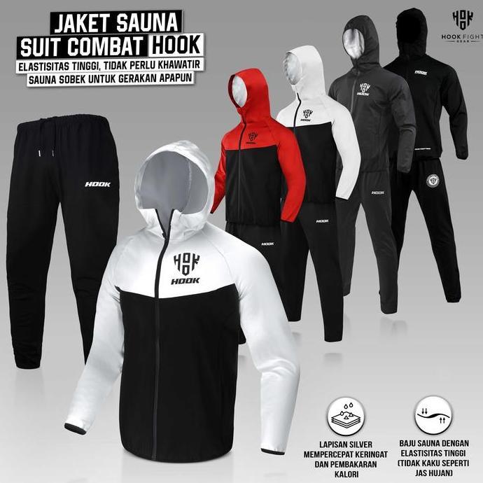 Jaket Sauna Suit Olahraga Baju Jas Pembakar Lemak Elastis Hook Baju Sauna Olahraga Pembakar Lemak Ho