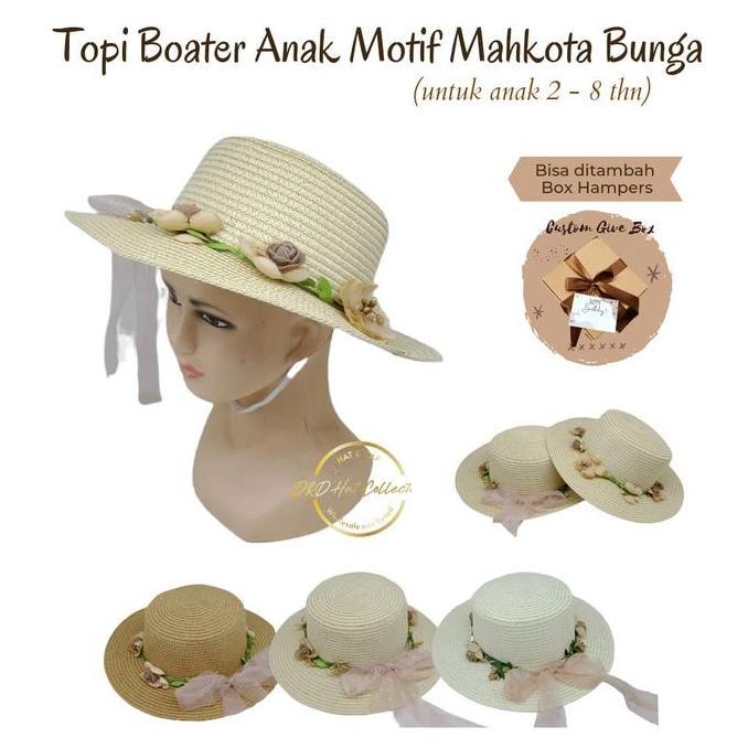 Topi Boater Anak Mahkota Bunga murah