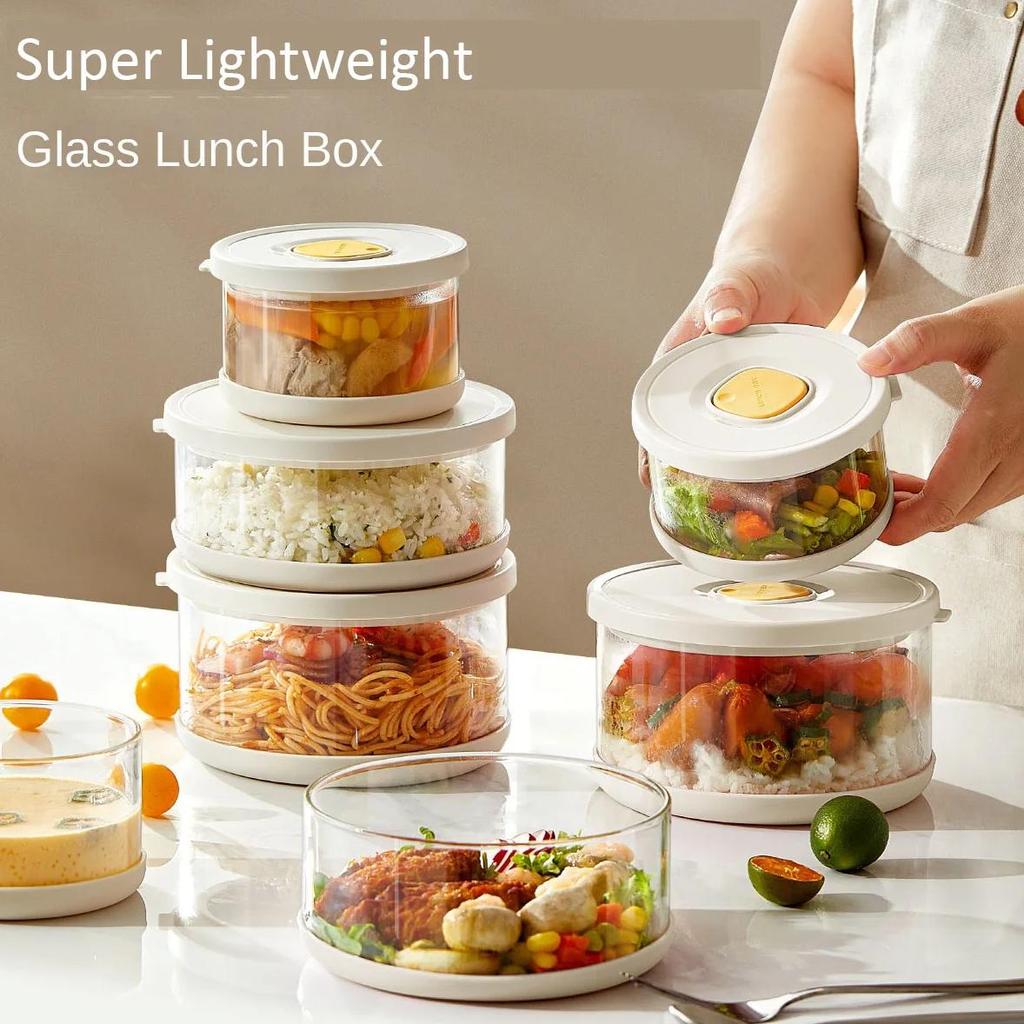 Glass Tupperware Set Airtight Containers Heat Resistant Lunch Box Food Storage for Frozen Rice Salad