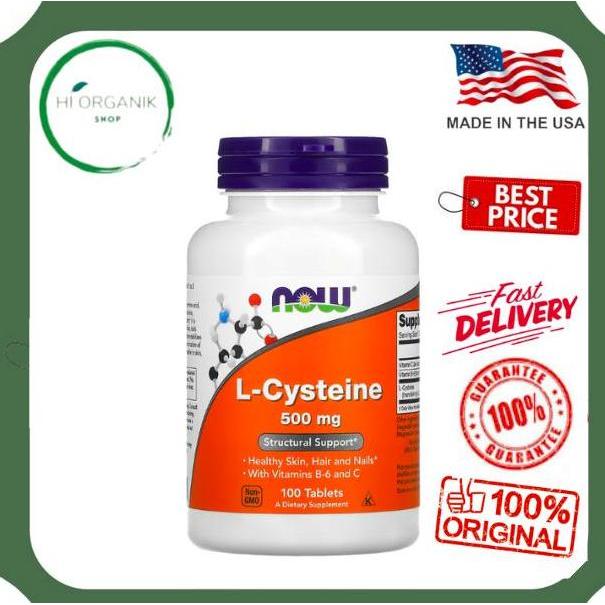 Now Foods L-Cysteine 500 mg 100 Tablets Healthy Skin Hair and Nails