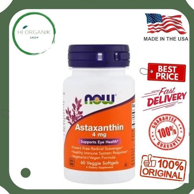 Now Foods Astaxanthin 4 mg 60 Veg Vit Mata Now Astaxanthin ORI USA