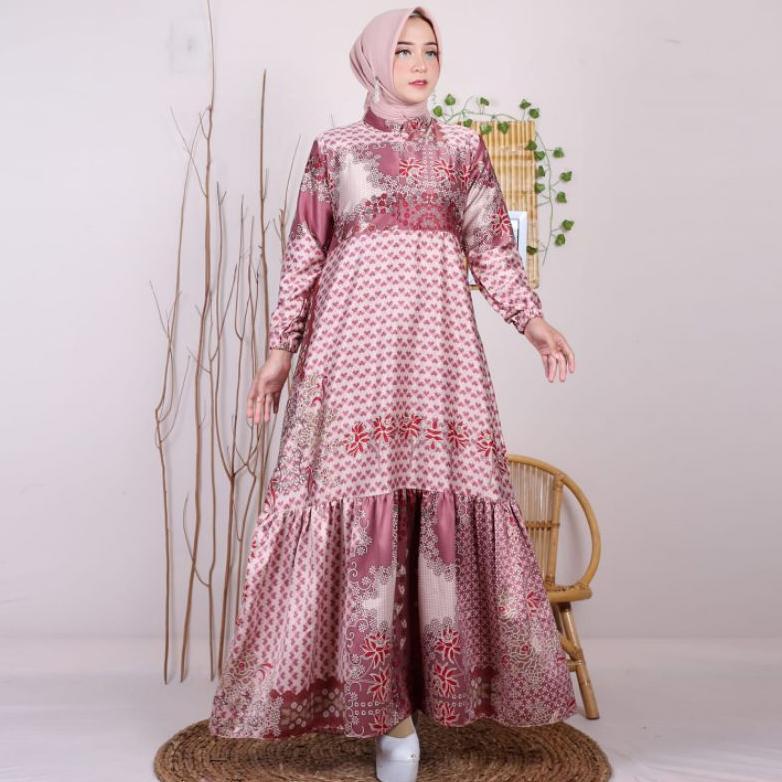 "Hot Promo" NASYIFA AIRA Arwa Pakaian Muslim Wanita Dress Gamis Rempel Terakota Diyor Silky Premium 