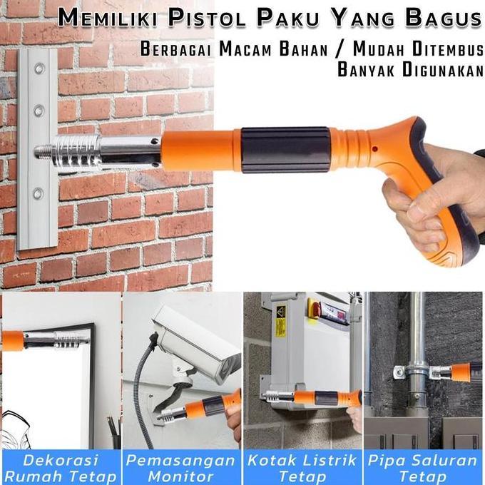 SUSTOMA COD(COD) Nail Gun Hand Riveters Alat Tembak Paku Beton Nail Fastener Mini Ramset Gun Nailer 