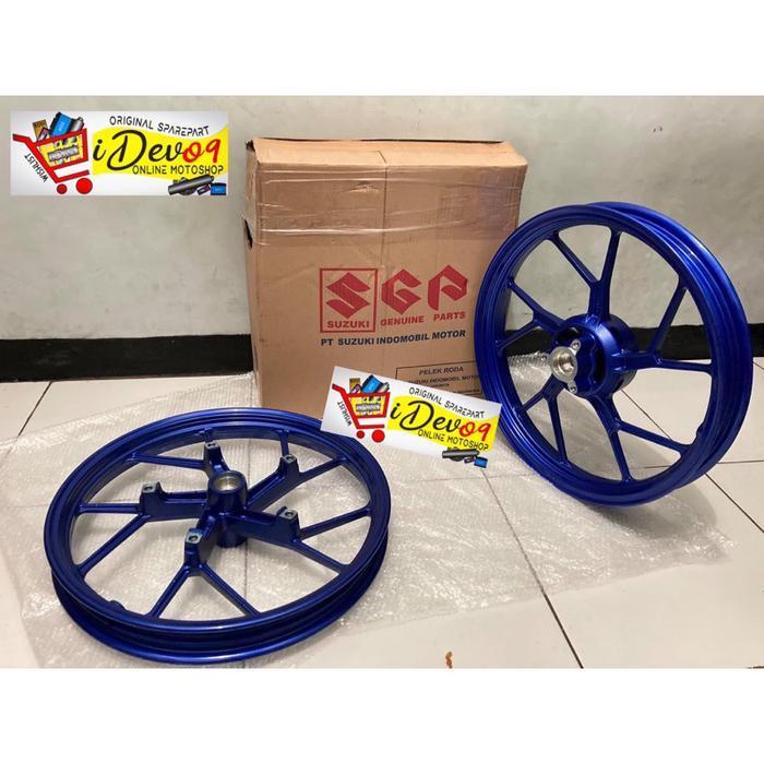 Velg Roda Depan Belakang Satria Fu Fi Injeksi Biru Original SGP