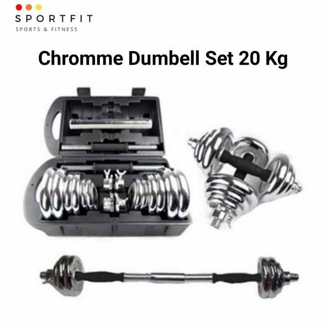 Chromme Dumbell Set 20kg | Barbel Set 20kg | Dumbel Set 20kg