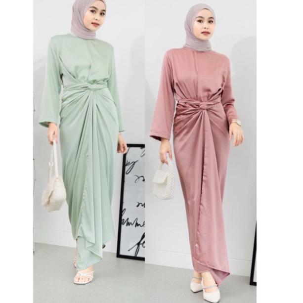 RNO - INNER KAFTAN TUNIC ROK LILIT LENGAN PANJANG DRESS SATIN OUTER KEBAYA
