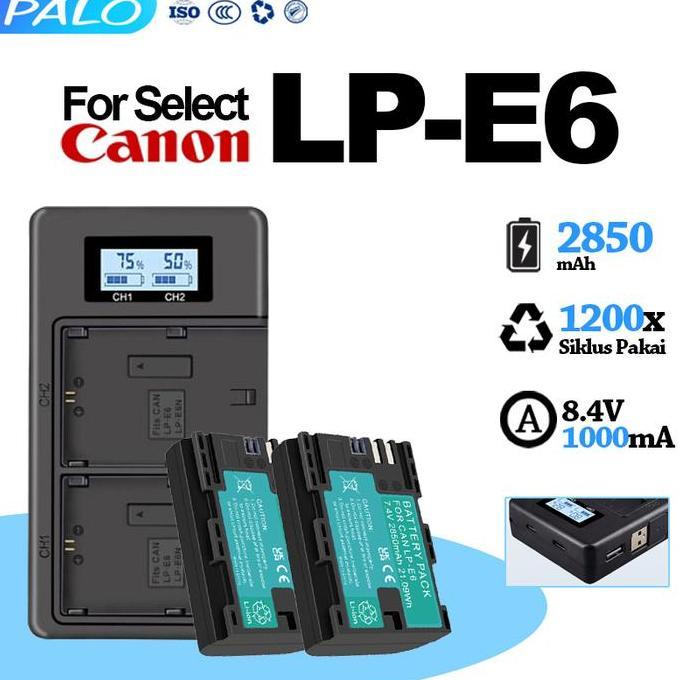 tokomasdedet9 - PALO Battery LP-E6 2850mAh HIGH CAPACITY + Fast Charger 2 Slot untuk Canon 5D Mark I